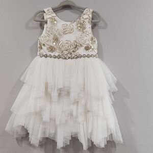 American Princess White and Gold Layered Dress